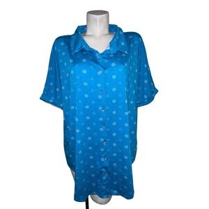 LuLaRoe Charlie Blue Paw Print Heart Button Down Shirt Womens 2XL New